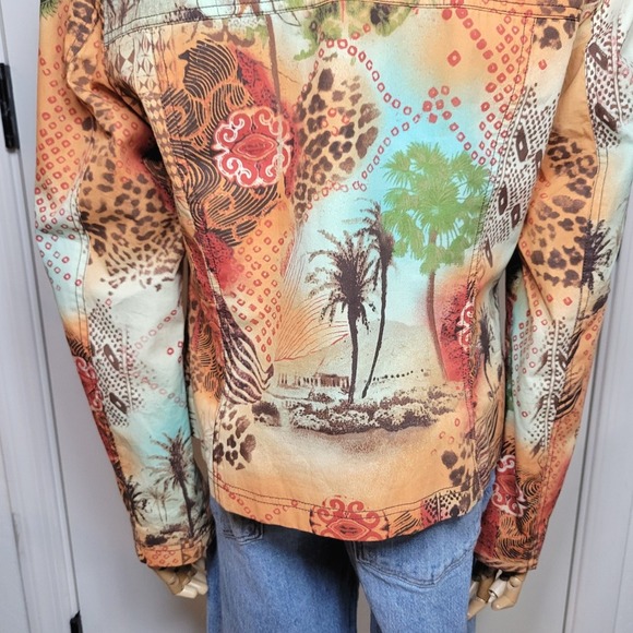 Maggie London Safari Patchwork Fall Blazer Jacket Bold Animal Print Size 10 - Picture 9 of 10